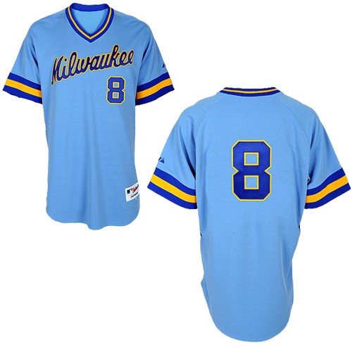 ارشادات Milwaukee Brewers #8 Ryan Braun Light Blue Pullover Jersey ارشادات